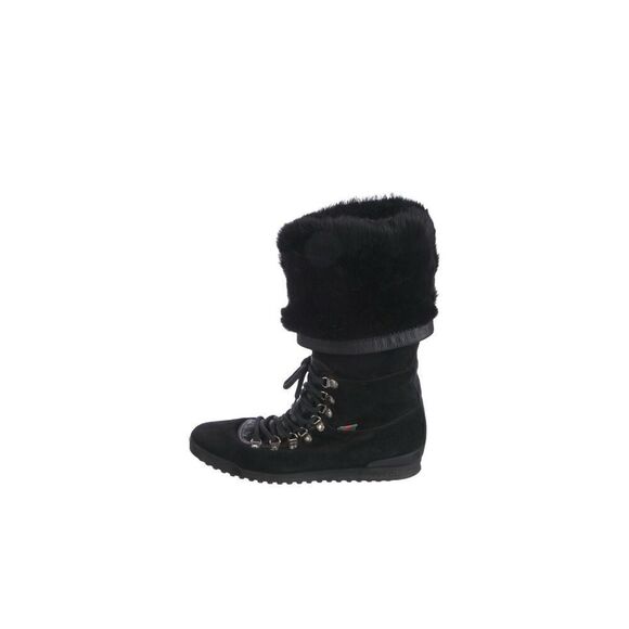 Gucci black Suede Knee-High Lace-Up Boots - Picture 1 of 6
